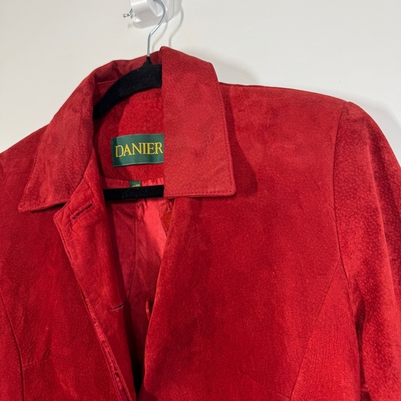 Vintage Danier Red Suede Leather Fall Academia Blazer Jacket Made in Canada XS - Picture 8 of 15